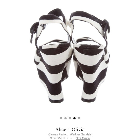 Alice Olivia Womens Black White Striped Wedge Heels Size 8.5 - Picture 2 of 4